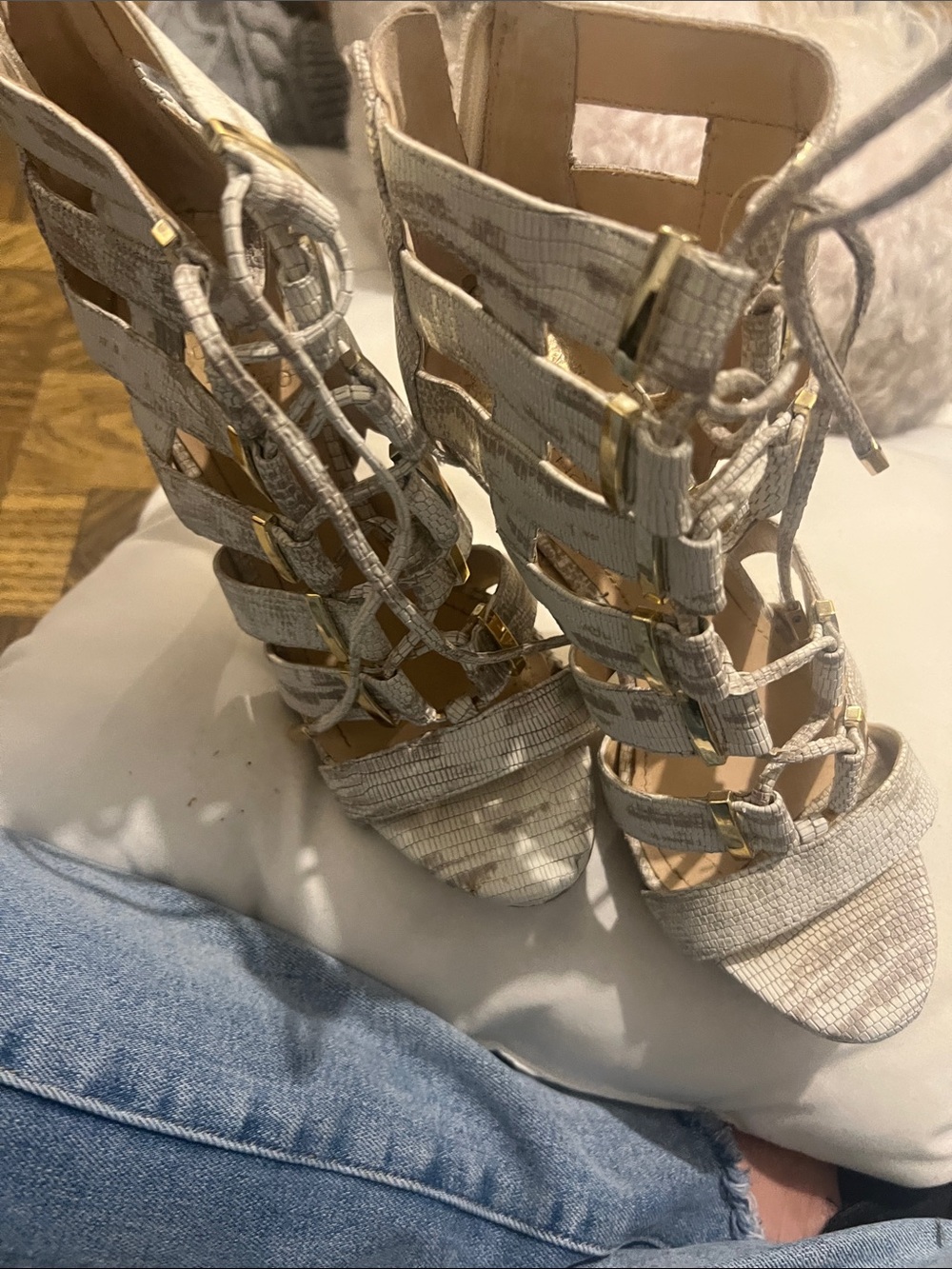 Vince Camuto Ivory Strappy Gladiator High Heel Sandals